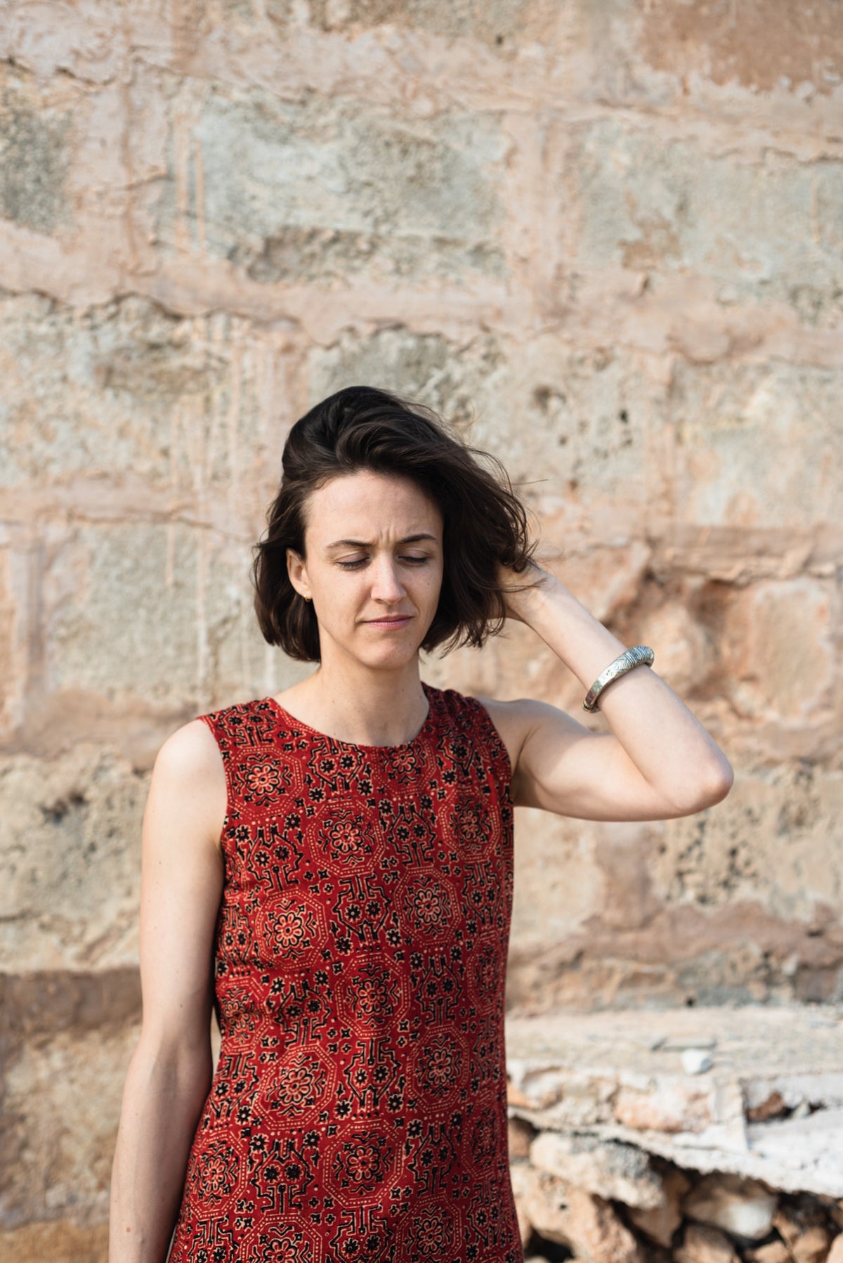 Red Ajrakh Jackie Dress