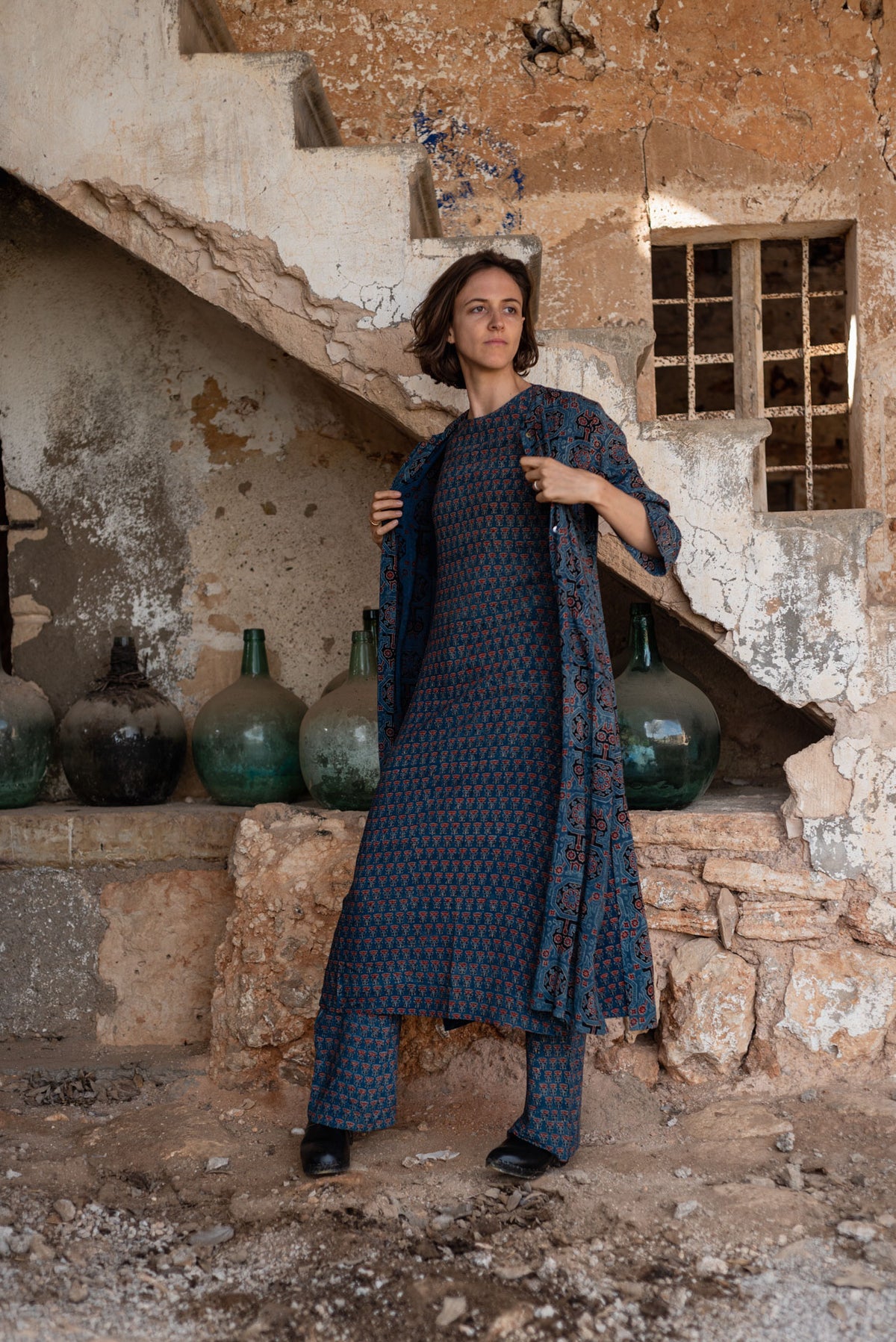 Blue Ajrakh Long Shirt