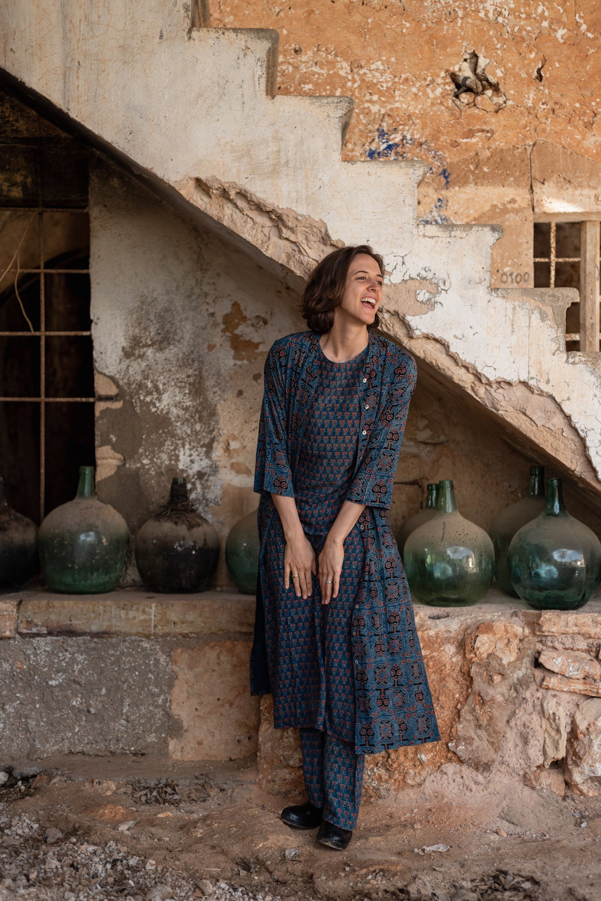 Blue Ajrakh Long Shirt