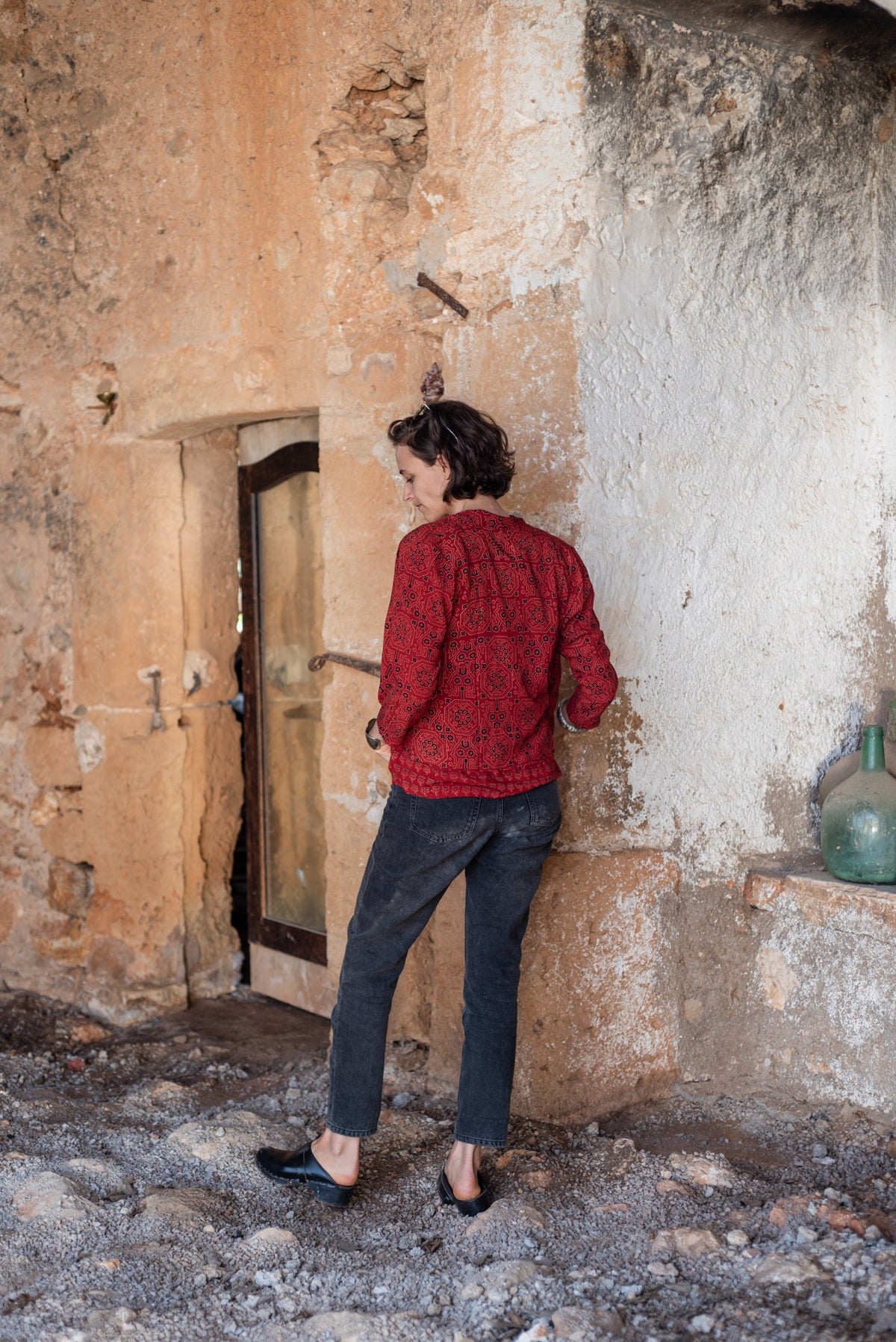 Red Ajrakh Bolero