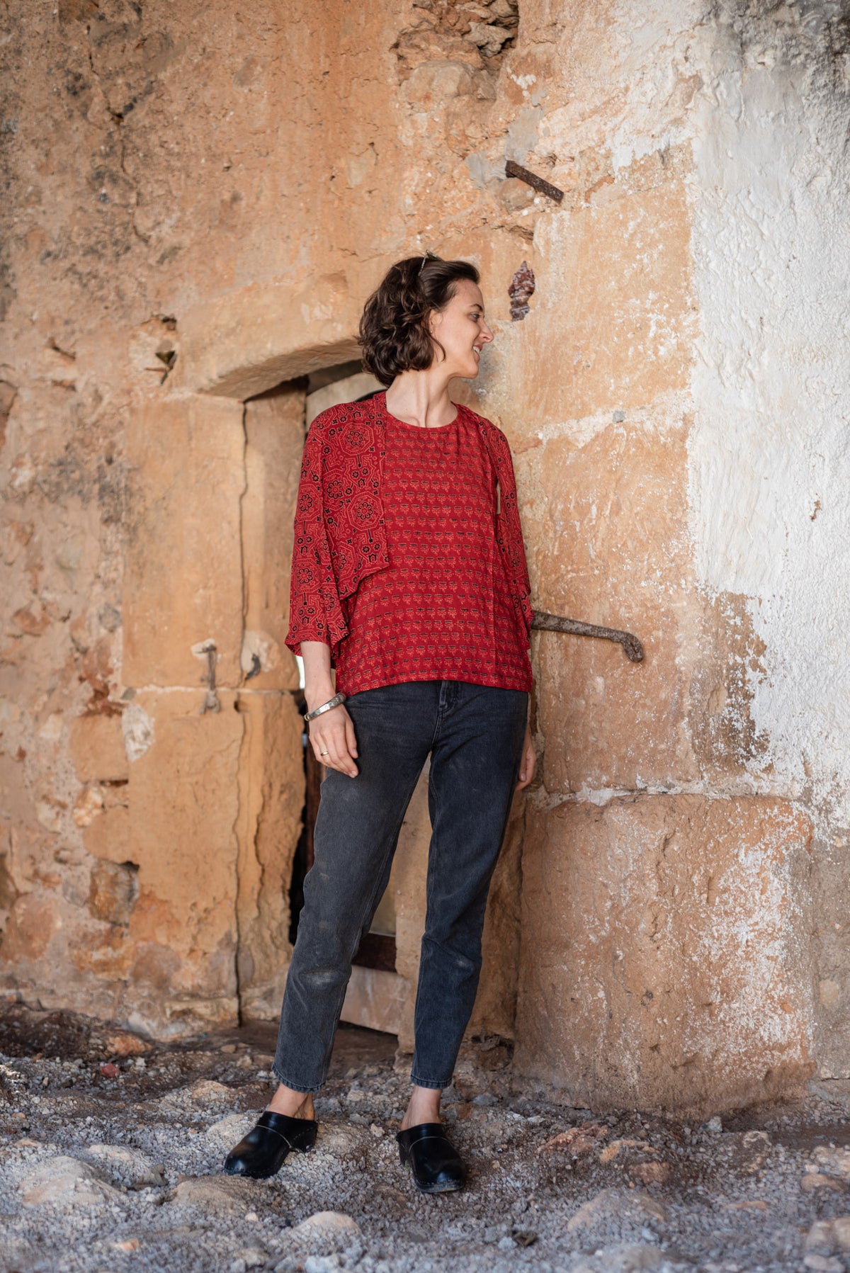 Red Ajrakh Bolero