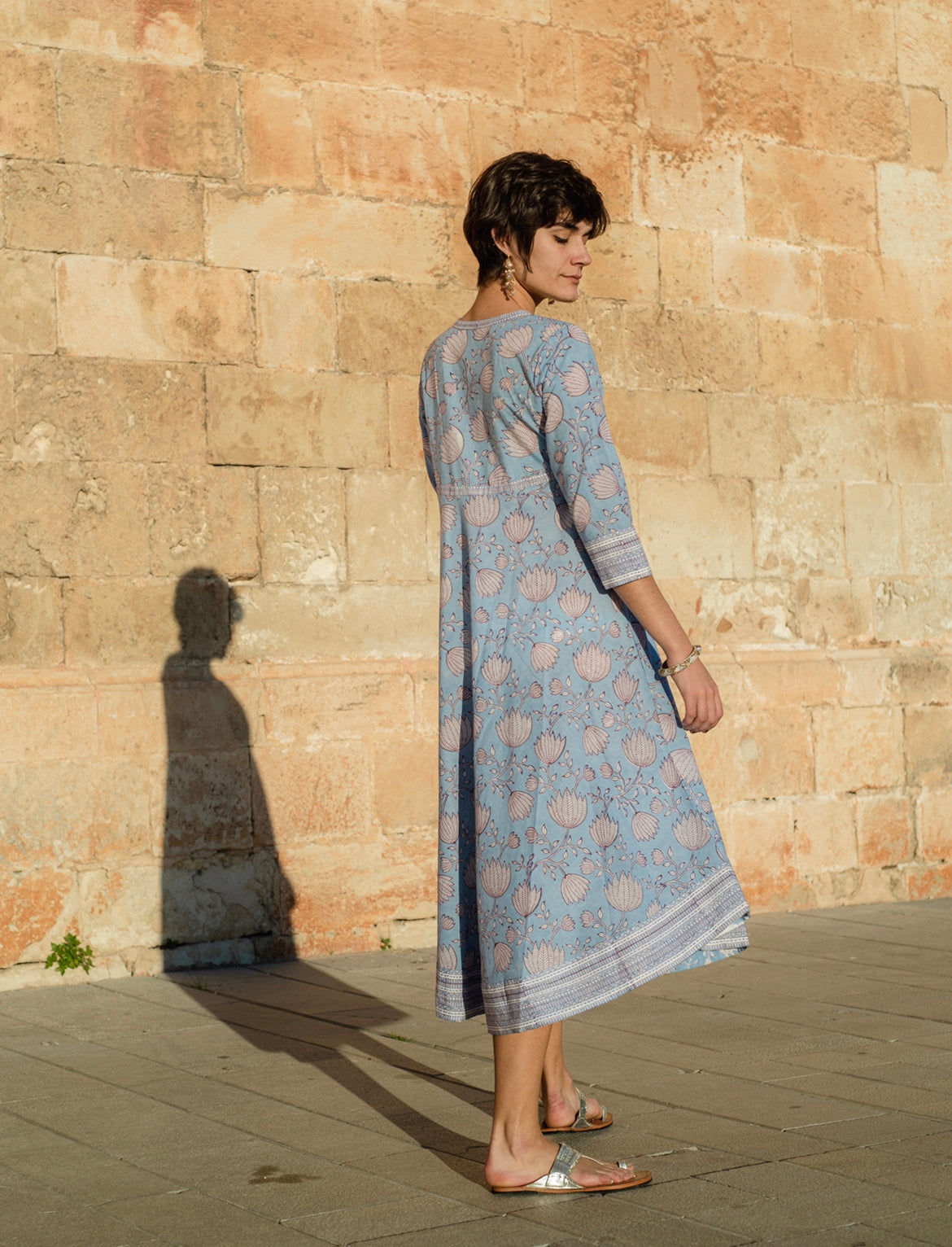 Long Blockprint Anarkali Dress