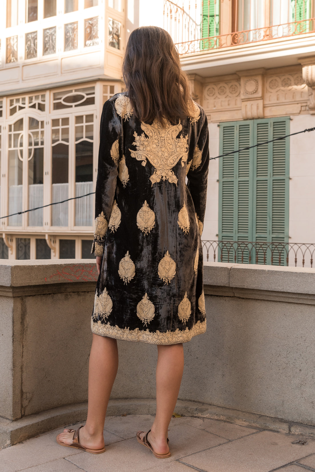 Embroidered Velvet Coat