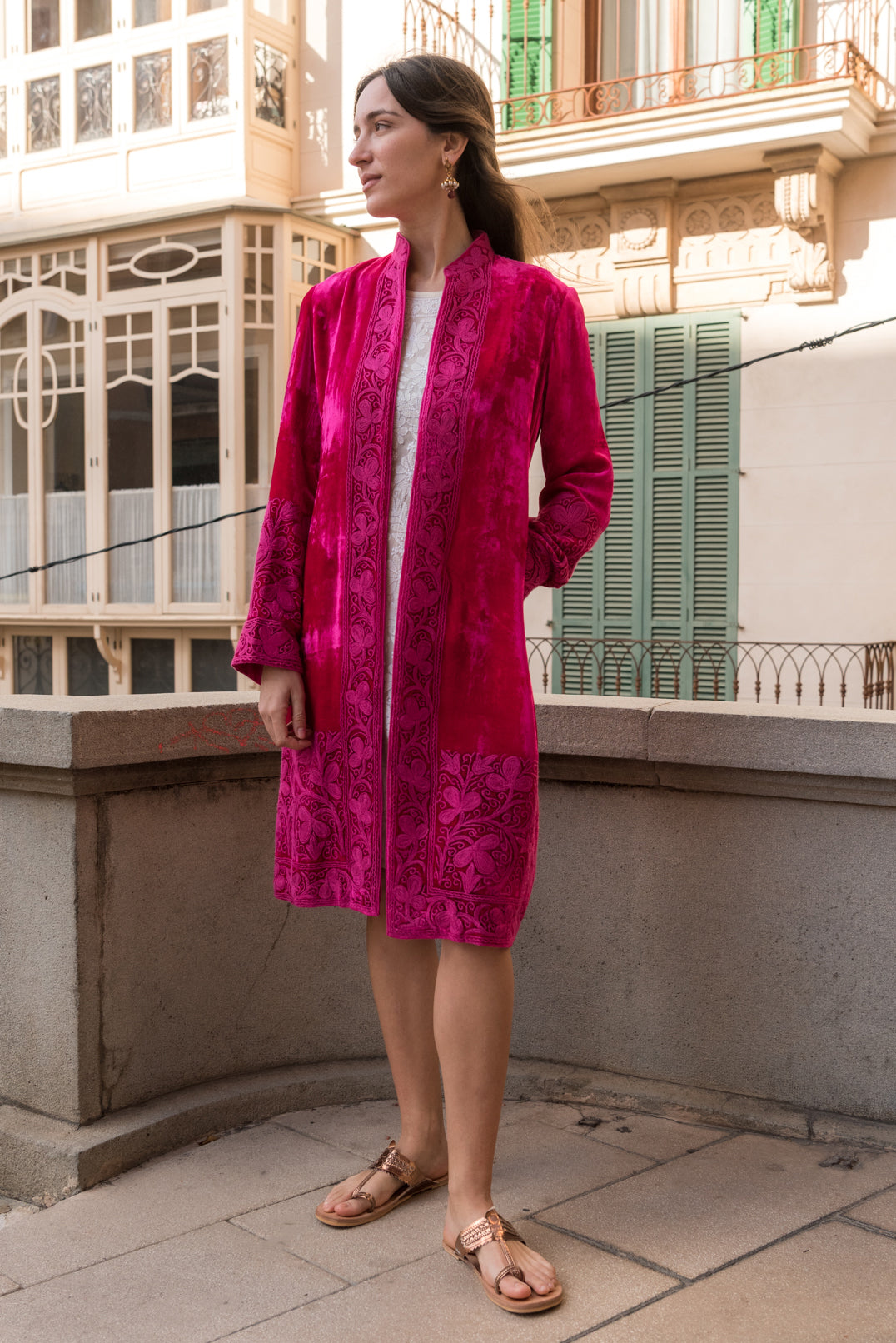 Embroidered Velvet Coat