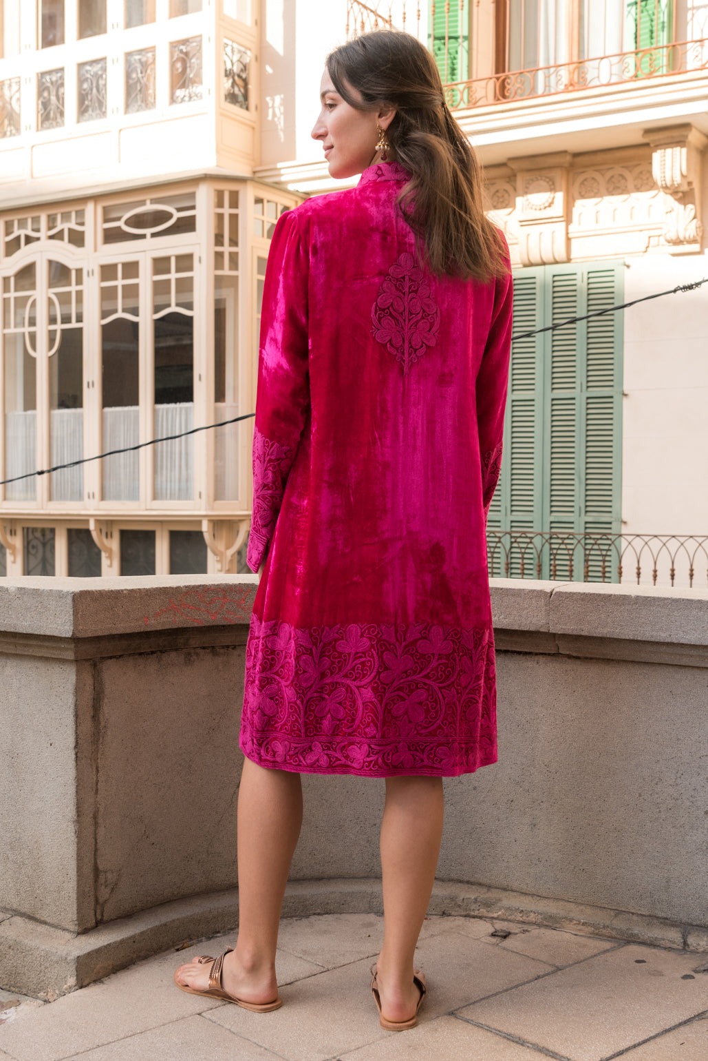 Embroidered Velvet Coat