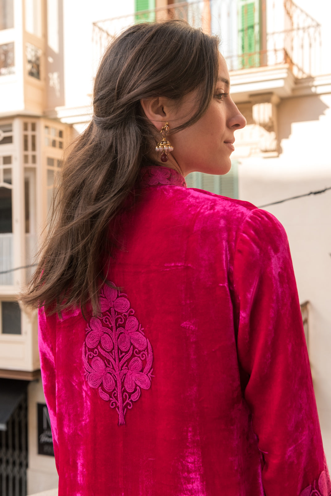Embroidered Velvet Coat