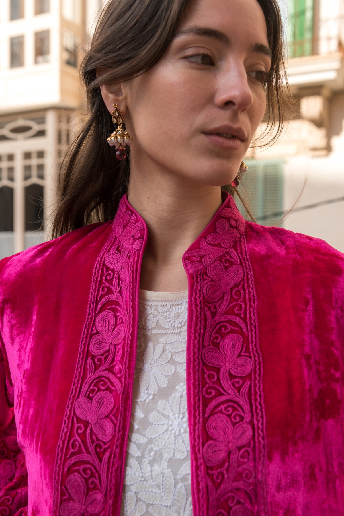 Embroidered Velvet Coat