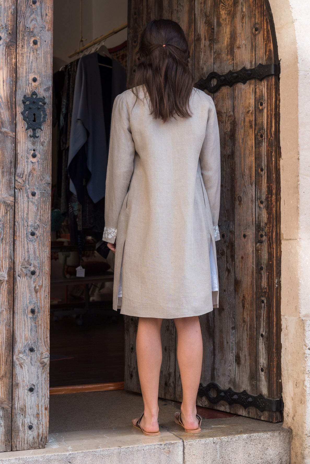 Embroidered Linen Coat