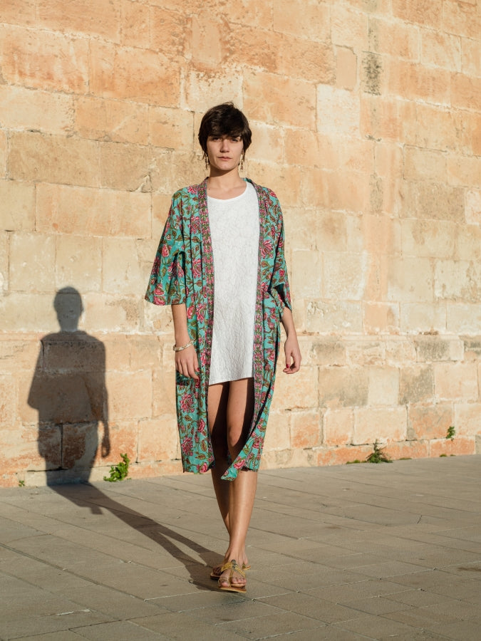 Blockprint Kimono