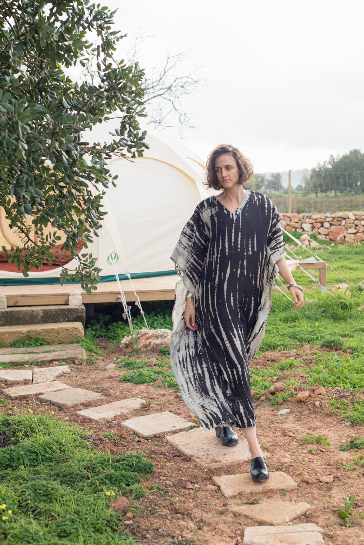 Shibori Silk Kaftan