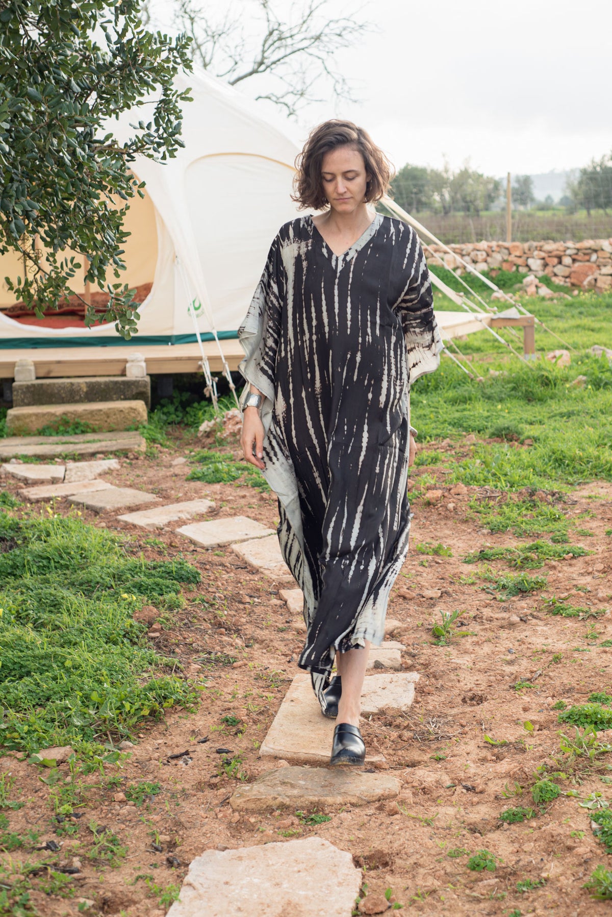 Shibori Silk Kaftan