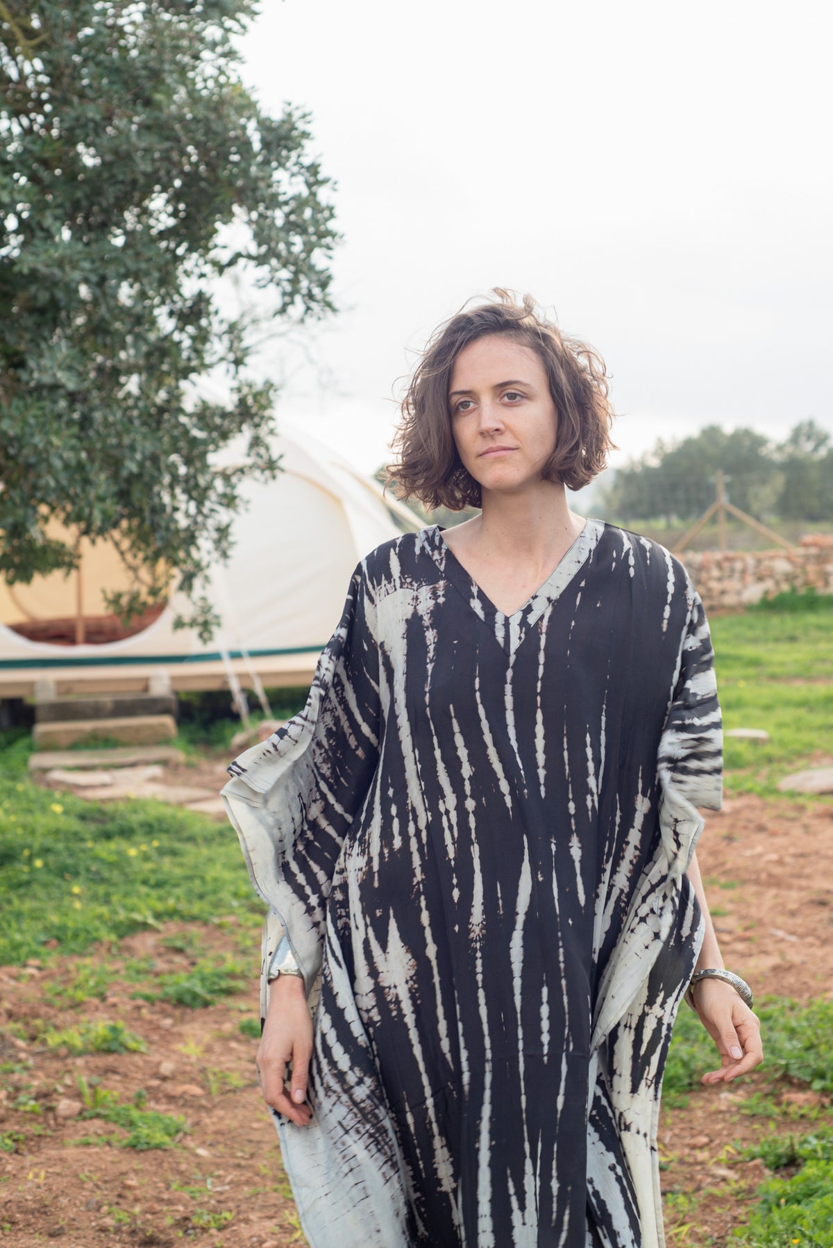 Shibori Silk Kaftan