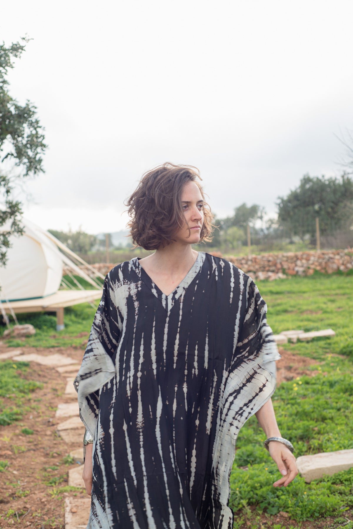 Shibori Silk Kaftan